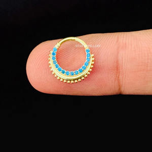 14K Massif Or Topaze CZ Diamant Septum Anneau De Nez Fine Jewelry. - Product Image 1