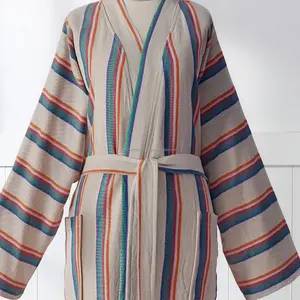 Bata de Baño Tejida 100% Algodón para Mujer y Hombre, Transpirable, de Secado Rápido, Larga, para Verano/Primavera, Hecha en Turquía - Product Image 2