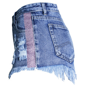 Women High Waist Denim Shorts Vintage Sexy Breathable Ripped Distressed Summer Hot Pants <b>Stretch</b> Casual Streetwear Trendy - Product Image 2