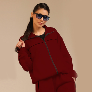 Veste zippée athleisure pour femme, design tendance, sur mesure, moderne, pour le yoga, l'échauffement, l'entraînement, fabricant direct - Product Image 2