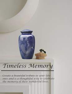 Adult Cremation Urns for Male/Female Funeral Urn for Human Ashes Decorative Urns for Ashes Large <b>Keepsake</b> <b>Box</b> (D Blue) - Product Image 2