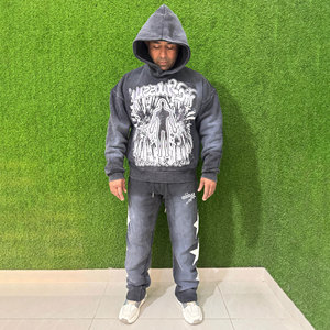 Chándal de Mezcla de Algodón con Capucha Unisex de Primera Calidad 2 en 1, Ropa Deportiva Transpirable de Talla Grande con Logotipo Estampado para Invierno - Product Image 1