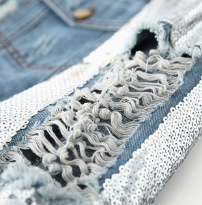 Abrigo Regular de Mujer con Diseño Acolchado, Tejido de Punto, Costuras Vaqueras y Lentejuelas, Novedad 2025 - Product Image 5