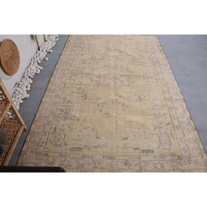 Alfombra turca Vintage grande de 5,2x8,2 pies Beige verde Patchwork lana látex respaldo Rectangular estilo pasillo para habitación de adolescentes alfombra - Product Image 4