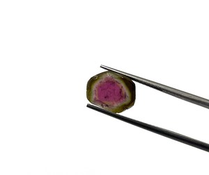 IGI certificado 3A piedra preciosa rosa de alta calidad 9mm Anillo Verde sandía Natural turmalina rebanada tratada térmicamente piedras preciosas sueltas para - Product Image 2