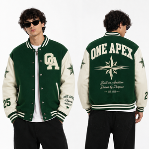 Custom <b>Men's</b> Beige Brown Varsity <b>Jacket</b> Wool Body PU Leather Sleeves Chenille Embroidery Letterman <b>Baseball</b> <b>Jacket</b> OEM - Product Image 5