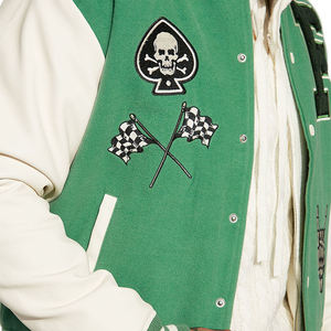 Wholesale High Quality Canvas Hooded <b>Vintage</b> <b>Varsity</b> <b>Jacket</b> Men Chenille Embroidery Leather Sleeves Custom Baseball Letterman - Product Image 6