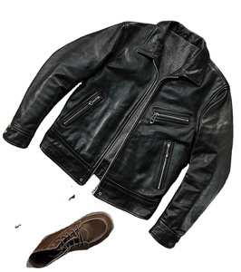 Chaqueta de cuero negra de primavera para hombre, de talla grande 4XL Retro estilo informal, abrigo corto de cuero genuino ajustado de piel de vaca Natural - Product Image 4