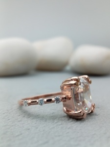 D'VINS JEWELS Trendy Emerald Cut Engagement Ring VVS Lab Grown Diamond 925 Sterling Silver Gold Gift Parties - Product Image 2