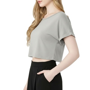 Camiseta Corta Holgada para Mujer, de Manga Corta, Transpirable, Ligera, Informal, para Uso Diario de Verano, Venta al por Mayor, HECHA POR HS 2027 - Product Image 2
