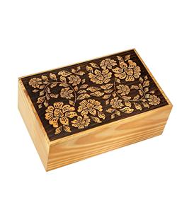 Urnas de cremación de madera grabadas con parte superior floral hechas a mano para cenizas humanas para adultos grandes-Árbol de la vida (250 LB-Flor de madera de pino) - Product Image 5