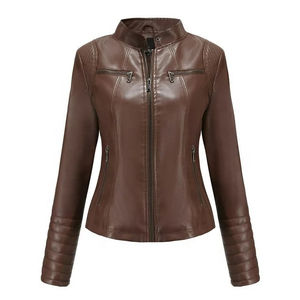 Vestes pour femmes en gros moto coupe-vent en cuir de mouton véritable veste imprimé mode Bomber printemps en cuir véritable - Product Image 3