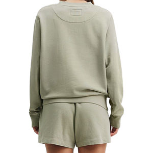 Conjuntos de Dos Piezas para Mujer, Estilo Nuevo, 100% Algodón Felpa, Color Sólido, Personalizable, Hombros Caídos, Manga Corta, Sudadera Holgada hasta la Rodilla - Product Image 5