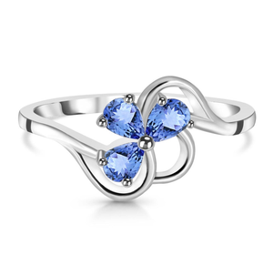 แหวนหินสามชิ้นสีเงินสเตอร์ลิงสำหรับผู้หญิงทันสมัยล่าสุดสำหรับ925ลูกแพร์พลอยแทนซาไนต์สำหรับเป็นของขวัญแต่งงานที่หมั้นหมายในสไตล์คลาสสิก - Product Image 1