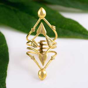 2026 Latest Boho Leaf Armor <b>Ring</b> Tribal Brass <b>Rings</b> for Women 18k Gold Plated Floral Swirl <b>Statement</b> <b>Ring</b> for Wholesale/OEM/ODM - Product Image 2