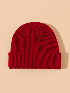 หมวกบีนนี่ผ้าฝ้าย100% อะคริลิคถักสำหรับผู้หญิงหมวกบีนนี่แบบเรียบผลิตตามสั่งสำหรับฤดูหนาวขายส่ง - Product Image 4