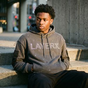 2026 <b>Men</b> Heavyweight <b>Hoodie</b> 500gsm Polyester/Cotton <b>Fleece</b> Rhinestone Embroidered Eco-Friendly Trendy Style Boxy Fit Pullover - Product Image 5