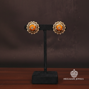 Parures de bijoux raffinées avec pendentif corail et vert et clous d'oreilles - Product Image 3