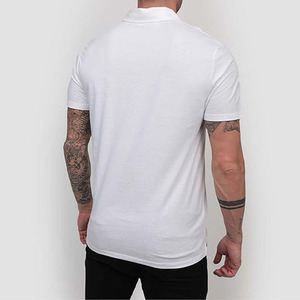 เสื้อยืดโปโลสีดำล้วนสำหรับผู้ชายทรงเข้ารูปแขนสั้นสไตล์ลำลองสำหรับธุรกิจ - Product Image 5