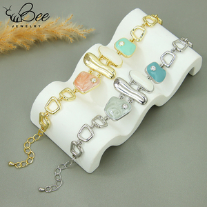 2026 Italian 14k Gold Silver Color Crystal Bracelet Europe Custom Vintage Natural Resin Handmade Chains Bracelets For Party - Product Image 6