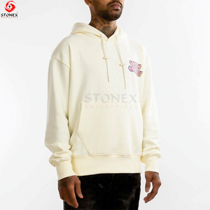 Sweat à capuche épais pour hommes de haute qualité, couleur unie, brodé et teint en plaine pour l'hiver, vente en gros - Product Image 5