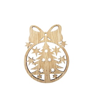 Adorno de campana navideña de madera cortada con láser con recortes de estrellas, madera contrachapada DIY, decoración colgante artesanal, venta al por mayor, decoración festiva para el hogar - Product Image 3