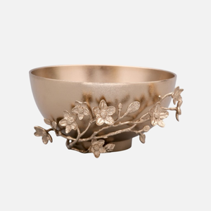 Ensemble de 2 bols en métal avec finition polie et artisanale, bol à salade décoratif au design floral pour hôtel et restaurant - Product Image 3