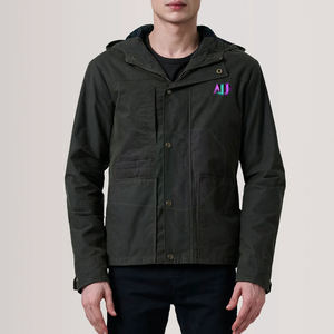 Chaqueta Ligera de Lona con Capucha para Hombre, para Invierno, con Logotipo Frontal, Tejido Transpirable, para Uso Diario Informal y al Aire Libre - Product Image 4