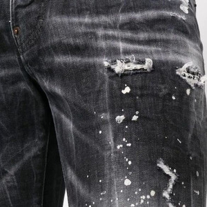 Meilleure vente Pantalon en denim imprimé de détresse pour hommes Pantalon en denim personnalisé délavé à l'acide pour hommes Pantalon en denim droit en détresse avec décoloration au soleil pour hommes - Product Image 3