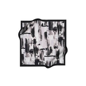 Black and White Polyester Square Abstract Pattern Scarf - Product Image 1