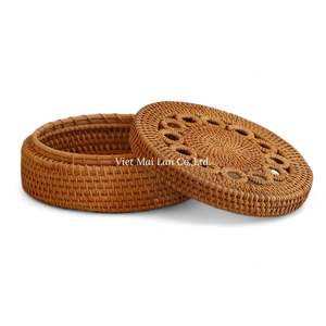 Caja de Almacenamiento de Ratán Hecha a Mano de Estilo Rústico, Hecha de Ratán Natural para Almacenamiento en el Hogar y Decoración de Interiores - Product Image 1