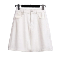 Jupe crayon pour filles 100% coton denim, design multicolore, style streetwear urbain, longueur genou, décontractée, printemps été, écologique