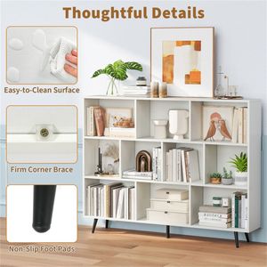Brand New Modern 55\" X 9.5\" X 42\" Antique-Style <b>Bookcase</b> 5 Metal Legs 2 Anti-tip Devices for Living Room Hotel Display - Product Image 4