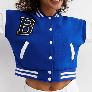 Veste personnalisée pour femmes Crop Letterman Veste universitaire en cuir de laine Veste de baseball pour femmes - Product Image 5