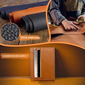 Tarjetero, billetera de cuero genuino para hombres y mujeres, cuero de vaca - Product Image 3