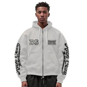 Logo personnalisé poids lourd écologique hiver Jogging ensemble recadrée éponge pantalons de survêtement évasés sweats à capuche soleil fané Baggy - Product Image 3