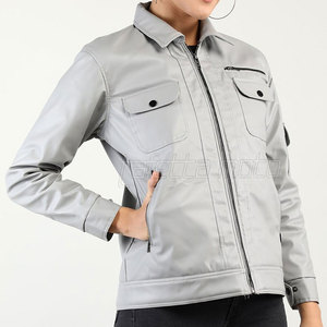 Vêtements d'hiver pour femmes, vestes en cuir de moto, couleur unie, veste en cuir de moto décontractée, faible MOQ - Product Image 1