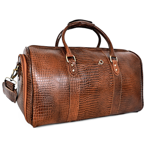Bolsa de lona de fin de semana con acabado vintage de alta calidad, cuero genuino suave con cremallera duradera para todos los viajes - Product Image 3