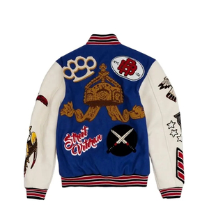 Chaquetas de béisbol para hombre de alta calidad de lana de manga larga con diseños de logotipo personalizados - Product Image 3