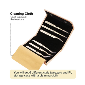 Kit de pinzas para extensión de pestañas de Punta dorada de alta calidad, pinzas para pestañas de acero inoxidable - Product Image 2