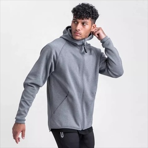 Nouveau Style Streetwear mode 100% coton épais Logo personnalisé surdimensionné épaule tombante fermeture éclair sweats à capuche hommes - Product Image 6