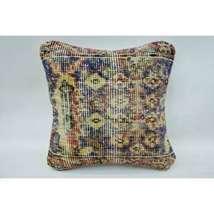 Oreiller en laine de Bohème multicolore 12x12 pouces tissé tufté portable pour canapé et literie motif carré vintage pour Noël - Product Image 1