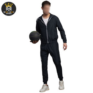 Couleur noire bonne qualité fermeture éclair complète bonne qualité conception Unique hommes portent tissu Polyester formation vêtements de Fitness survêtements - Product Image 4