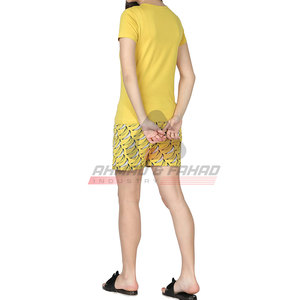 Conjunto de manga corta con logotipo personalizable, conjunto corto deportivo estampado para mujer, conjunto corto de algodón 2025 al por mayor para mujer - Product Image 2