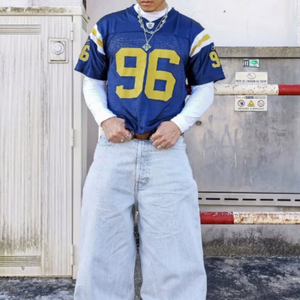 Camiseta de fútbol personalizada, camiseta de gran tamaño con apliques, parche bordado, francés, Terry, cuadrado, diamantes de imitación, camiseta desgastada Vintage para hombres - Product Image 1