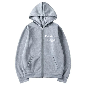 Sudadera con capucha y cremallera con bolsillos laterales y hombros caídos de manga larga y logotipo personalizado para hombre y mujer - Product Image 4