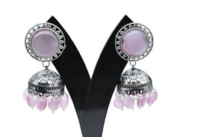 Brass Material Fashionable Jewelry Precious Stone Stud Beads Jhumka <b>Earring</b> with <b>Black</b> Antique Polish <b>for</b> Girls and <b>Women</b> - Product Image 2