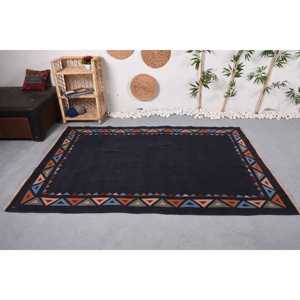 Alfombra Turca Vintage de 4.7x7 pies (144x212 cm), Alfombra Marroquí Negra - Product Image 2