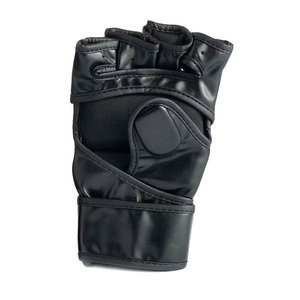 OEM Custom Logo Half Finger MMA Fighting <b>Gloves</b> Durable PU Leather <b>Moisture</b> Wicking Hook Loop Closure Training for Martial Arts - Product Image 3