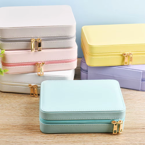 Sac de voyage pour bijoux de couleur unie avec miroir, boîte de rangement multifonctionnelle pour bijoux et cosmétiques - Product Image 3